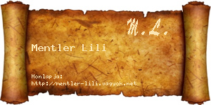 Mentler Lili névjegykártya